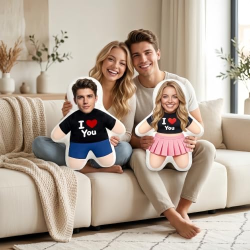 Custom Face Pillow - Personalized Plush Doll Gift for Couple 8in