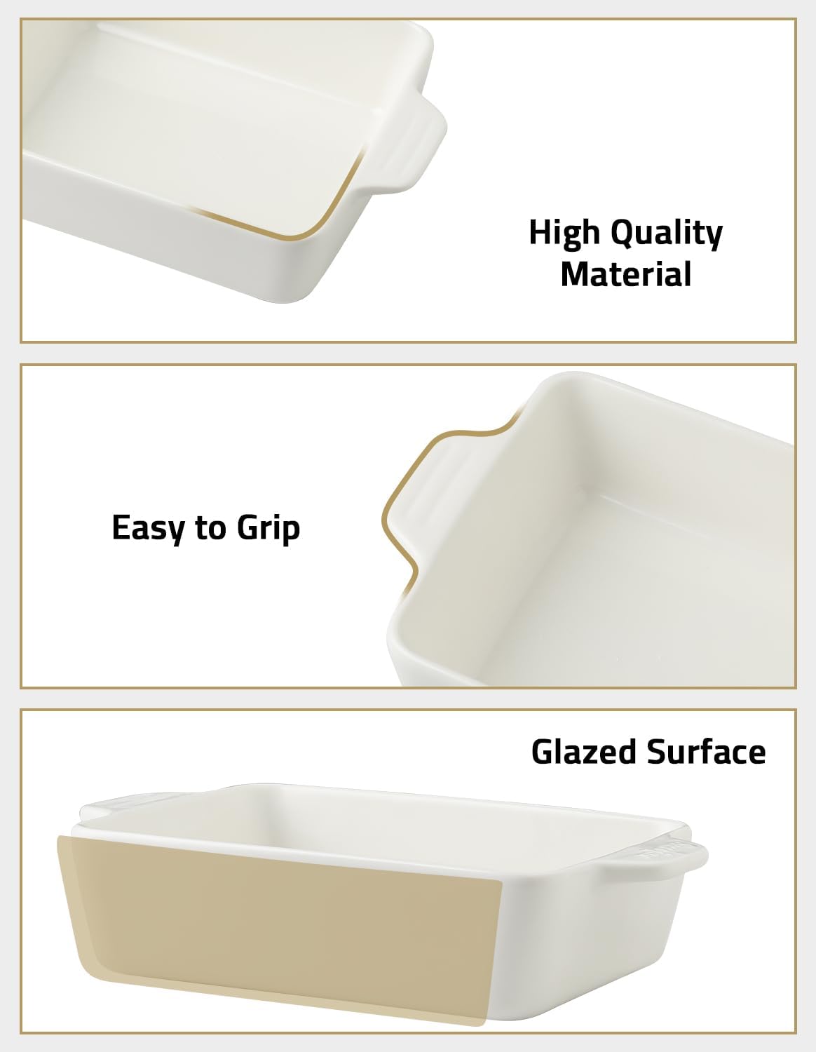 Sweejar Ceramic Bakeware Set - Rectangular Lasagna Dish for Oven & Daily Use | 11.8 x 7.8 x 2.76 Inches - Yellow