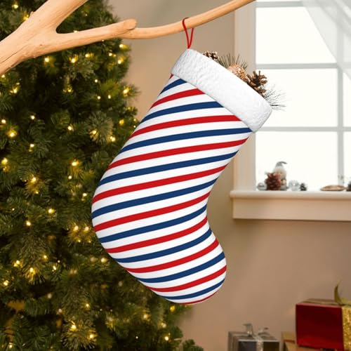 Christmas Stocking Hanging Decoration - Striped Holiday Socks 17.7 Inch - Color 16