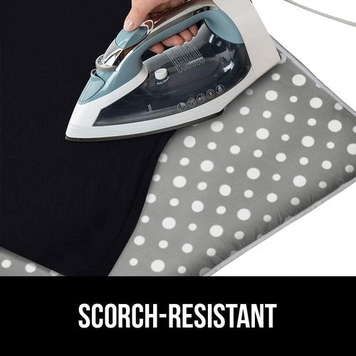 GORILLA GRIP The Original Ironing Board Cover and Pad, Silicone Coating, 400°F Scorch Resistant Thick Padding, Heavy Duty Iron Covers Standard Boards, Hook and Loop Fastener Strap, Polka Dots 28x24