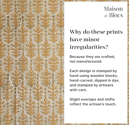 Sage & Yellow Cotton Hand Block Printed Tablecloth - 60x60 Inches, Square
