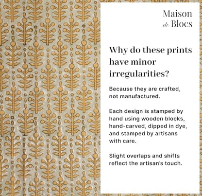 Sage & Yellow Cotton Hand Block Printed Tablecloth - 60x60 Inches, Square