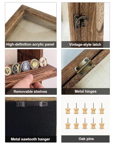 Brown 11x14 Deep Shadow Box Frame with Removable Shelves for Medals