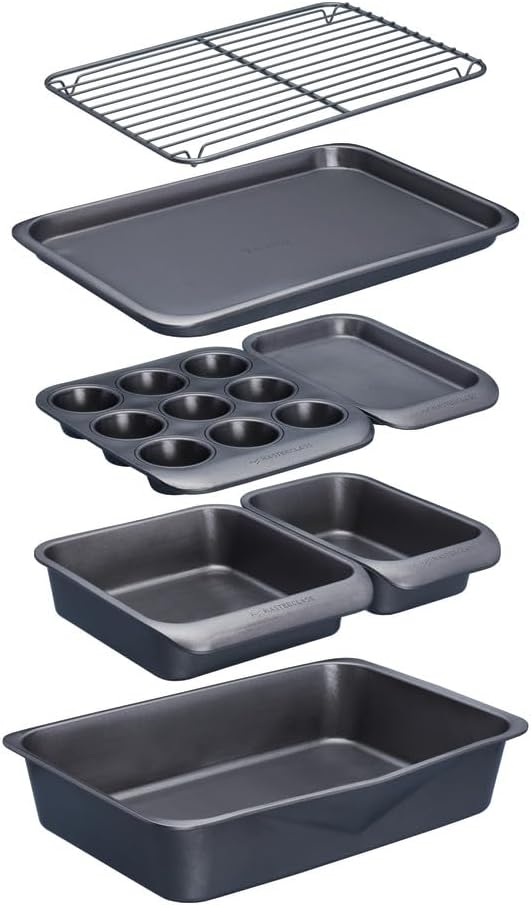 Seven-First KitchenCraft Smart Space Non-Stick Carbon Steel Bakeware Set - 7 Piece Stackable Set