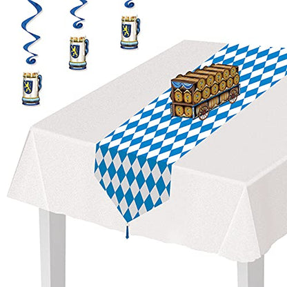 Printed Oktoberfest Table Runner Party Accessory 11x6 Feet Blue & White