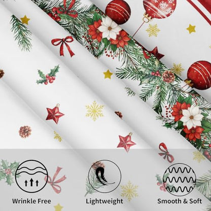 Christmas Round Tablecloth 60 Inch Xmas Bells & Snowflake Pattern - Red Variation