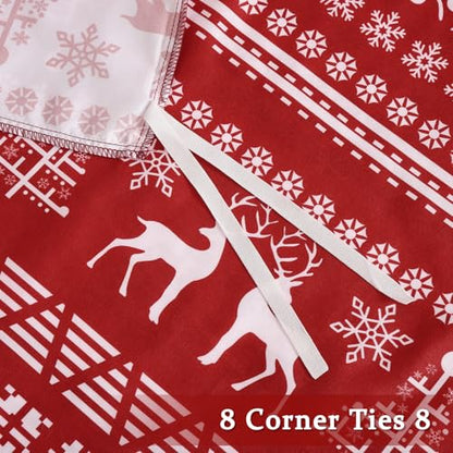 Christmas Reindeer Duvet Cover King Size - Red & White Microfiber Bedding Set with Reversible Holiday Print - STARBEDIA