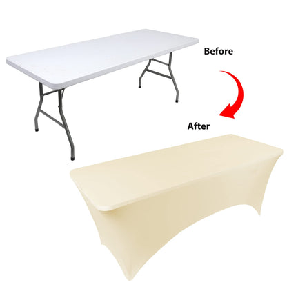 BDDC Table Covers for 4 Foot Tables, Spandex Table Covers 4ft, Ivory Table Cloths Rectangle 4ft for Events, Wedding, Banquets & Parties