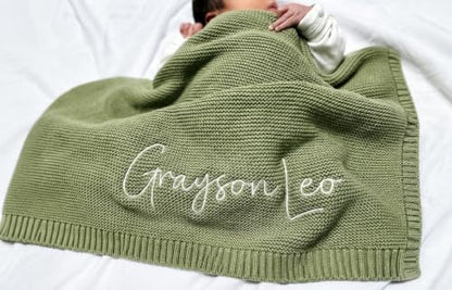 Corissy Personalized Baby Blanket with Embroidered Name - Blue, 32x40 Inches