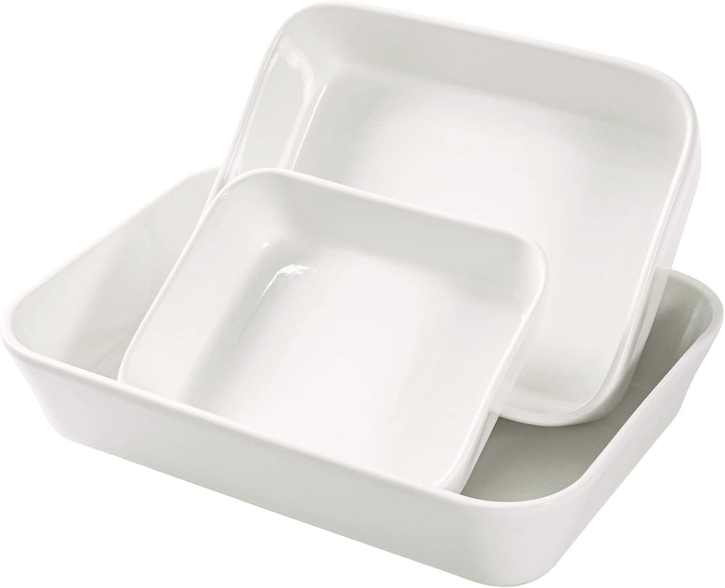 UNICASA Ceramic Oven Dishes - Set of 3 Rectangular Lasagne Dishes | Non-Stick Reactive Glaze, White