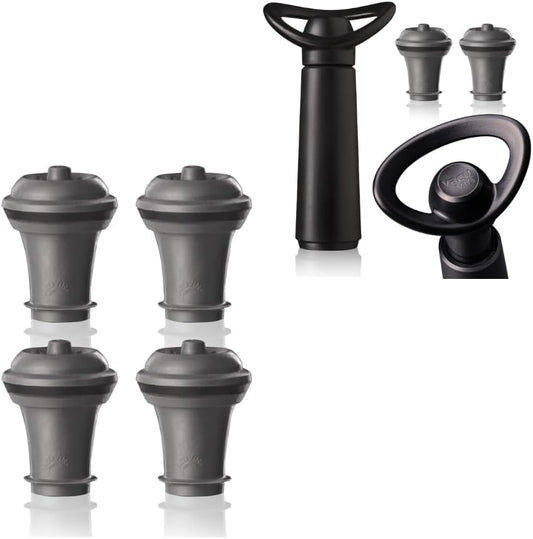 Vacu Vin Wine Stopper Set with Wine Saver Concerto - 6 Stoppers & Concerto Pump for Wine Freshness Up to 7 Days