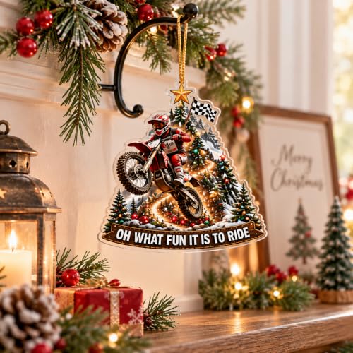 Motocross Rider Christmas Ornament - Off-Road Motorcycle Holiday Decor - Acrylic Gift