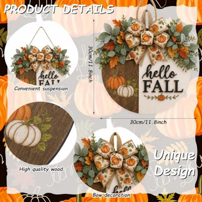 Fall Wreath for Front Door - Pumpkin Hello Fall Seasonal Decor