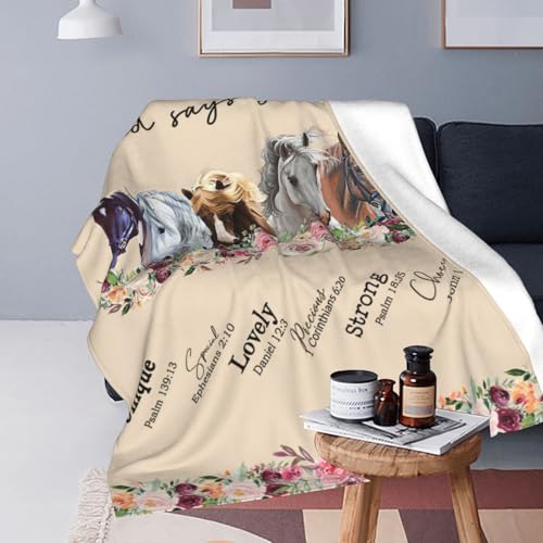 God Says You Are Horse Decor Throw Blanket - Horse-3 60x80 Plush Fleece