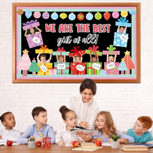 Christmas Bulletin Board Set - DIY Photo Gift Boxes & Holiday Decor - Christmas Gift Boxes Variation