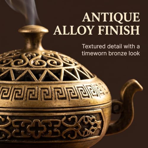 Nepalese-Style Bronze Incense Burner Stands Set of 2 for Meditation & Decor