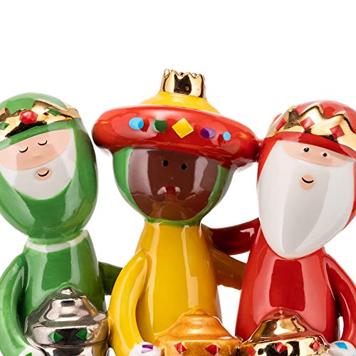 Nativity Scene Figurine Set - Hand Decorated Porcelain with Three Wise Men