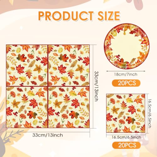 Maple Leaf Fall Thanksgiving Party Tableware Set 40pcs for 20 Guests