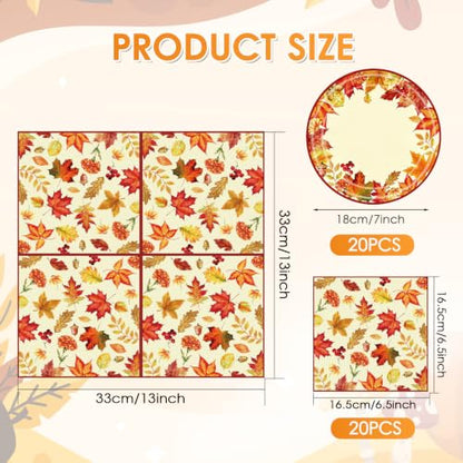 Maple Leaf Fall Thanksgiving Party Tableware Set 40pcs for 20 Guests