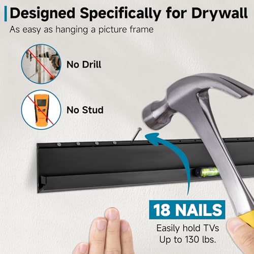 No-Stud TV Wall Mount for 32-70 Inch TVs, Up to 130 lbs, Easy Install