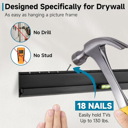 No-Stud TV Wall Mount for 32-70 Inch TVs, Up to 130 lbs, Easy Install