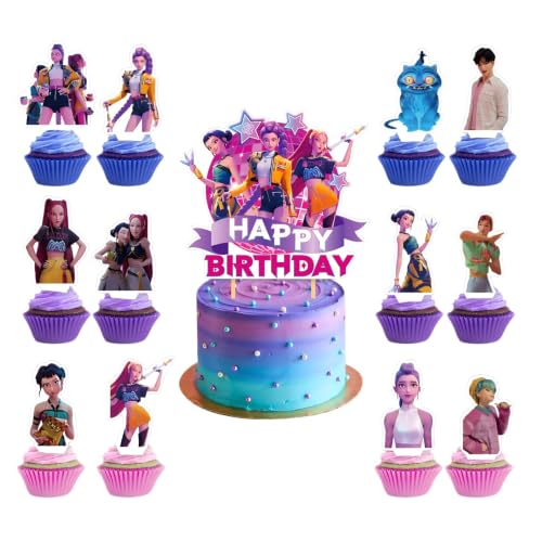 Cute Birthday Cake Toppers and Cupcake Decorations - 25 Pcs Cartoon Party Supplies