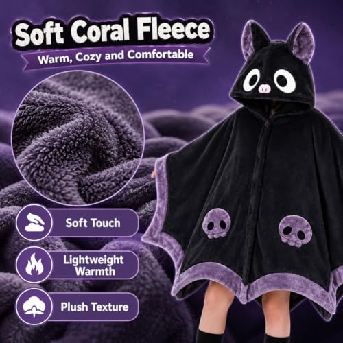 Wearable Bat Blanket Hoodie for Women Cute Bat Cape Halloween Costume