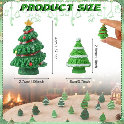Mini Resin Christmas Trees Set - 20 Tiny Holiday Tabletop Decor - Variation of Christmas Trees