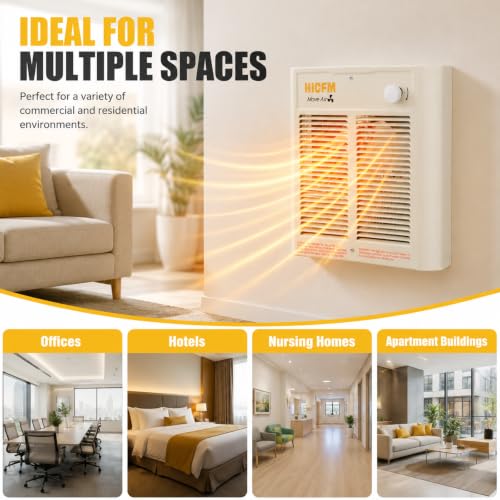 Electric Wall Heater with Thermostat 2000W 240V Compact Space Heater for Indoor Use