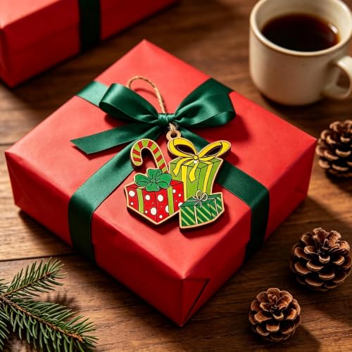 36 Wooden Christmas Ornaments Set - Rustic Holiday Tree Decor & Wreath Accents