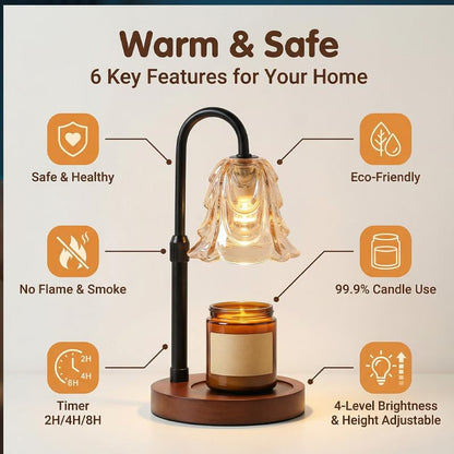 VJK Candle Warmer Lamp with Timer Dimmable, Birthday Gifts for Women Mom, House Warming Gifts New Home Decor, Wax Melt Warmer for Jar Candles with 2 Bulbs