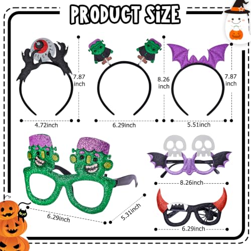 Halloween Headbands and Glasses Frame Set 24PCS Party Favors