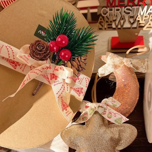 Christmas Floral Picks with Pine Cones and Red Berries, 30 Pack for Holiday Decoration