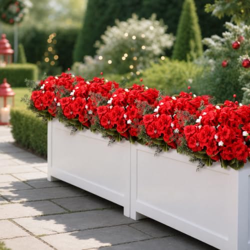 Artificial Christmas Geranium Flowers Bouquet for Outdoor & Indoor Decor - 20 Pcs