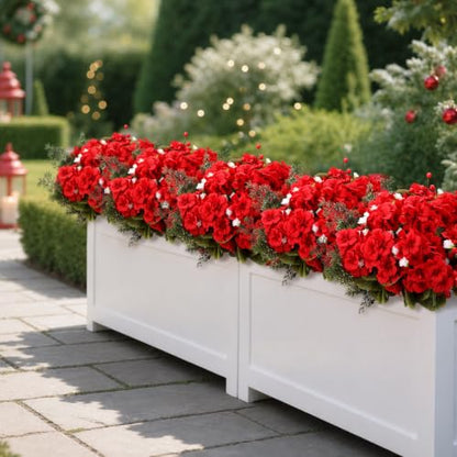 Artificial Christmas Geranium Flowers Bouquet for Outdoor & Indoor Decor - 20 Pcs