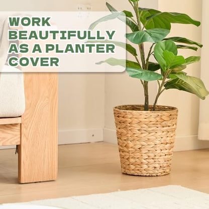 3 Gallon Wicker Trash Can - Natural Rattan Waste Basket for Bathroom & Home