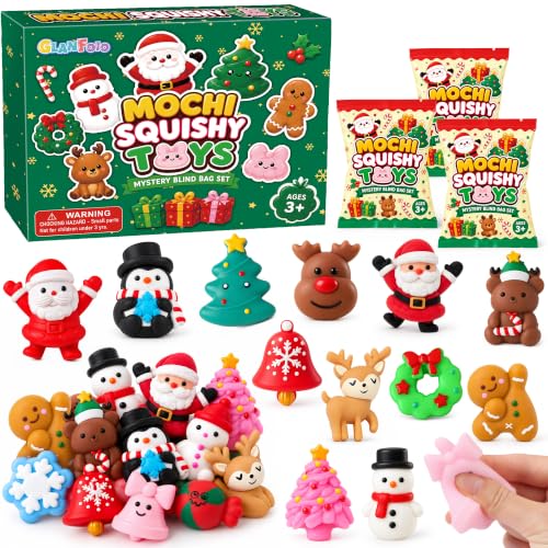 Christmas Squishy Toys 32 Pack Kids Holiday Party Favors & Stocking Stuffers