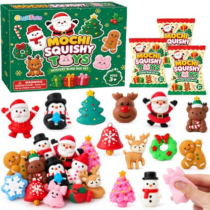 Christmas Squishy Toys 32 Pack Kids Holiday Party Favors & Stocking Stuffers