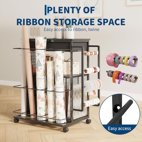 Garvee 3-Tier Gift Wrap Organizer Cart with Drawers & Storage