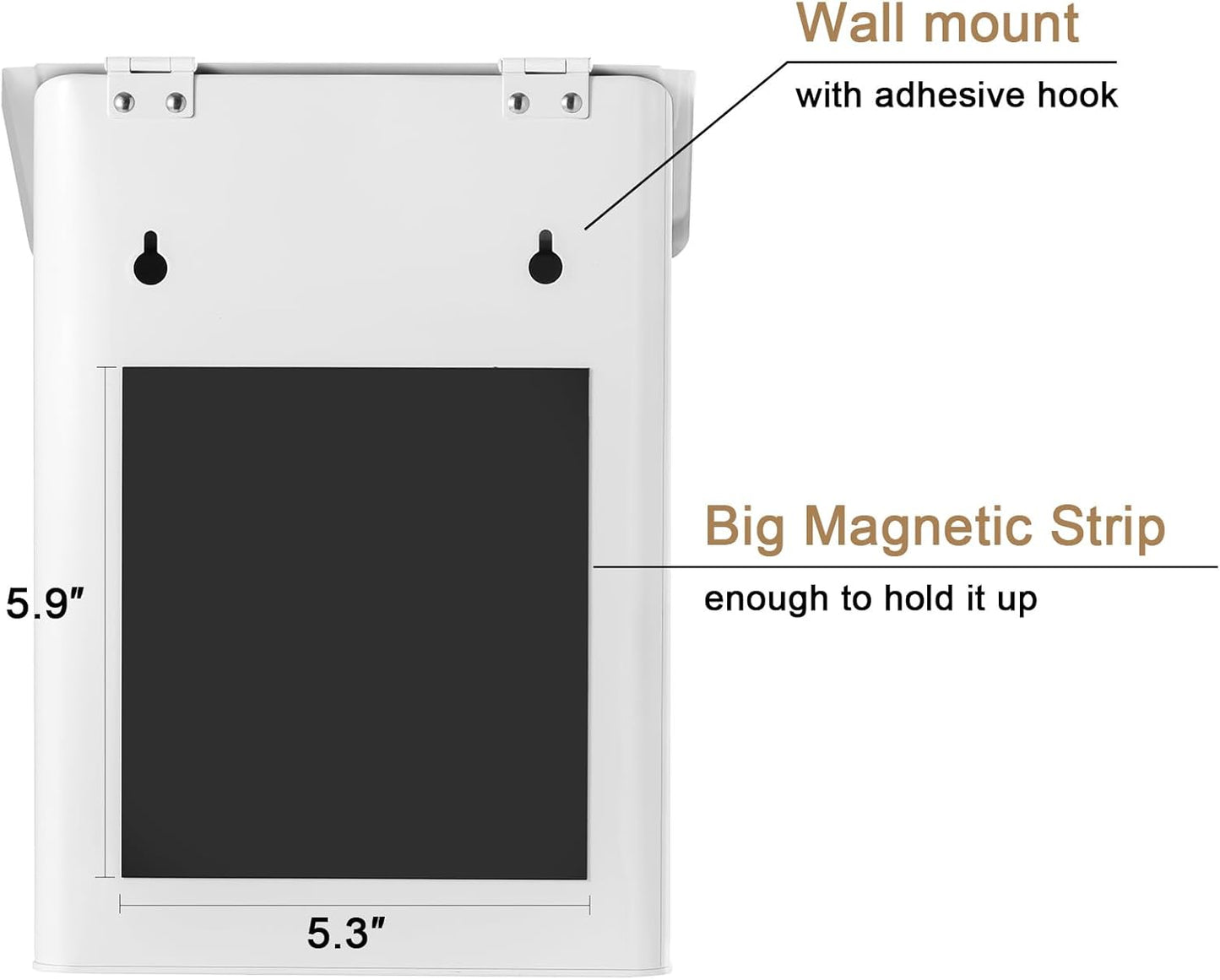 SUBEKYU Magnetic Lint Bin - Wall Mounted Metal Lint Box Holder with Lid for Laundry Room Organization | White