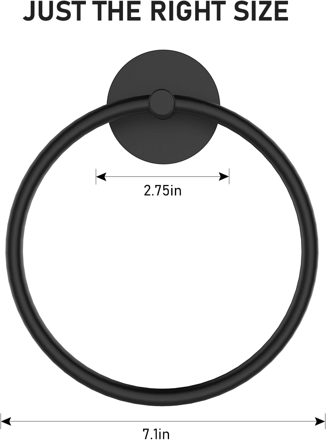 SetSail Matte Black Adhesive Towel Holder - Stainless Steel Hand Towel Ring for Bathroom & Kitchen