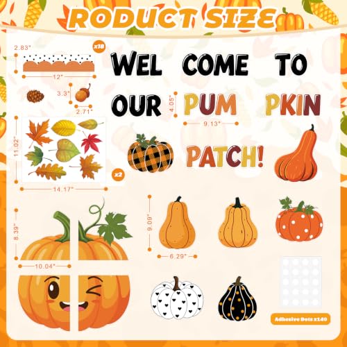 Orange 54pcs Fall Bulletin Board Decorations Set Classroom Wall Decor