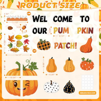 Orange 54pcs Fall Bulletin Board Decorations Set Classroom Wall Decor