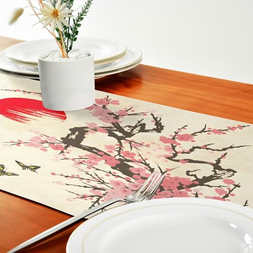 Double-Sided Cherry Blossom Table Runner 18x72 Inches for Wedding & Home Decor