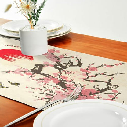 Double-Sided Cherry Blossom Table Runner 18x72 Inches for Wedding & Home Decor
