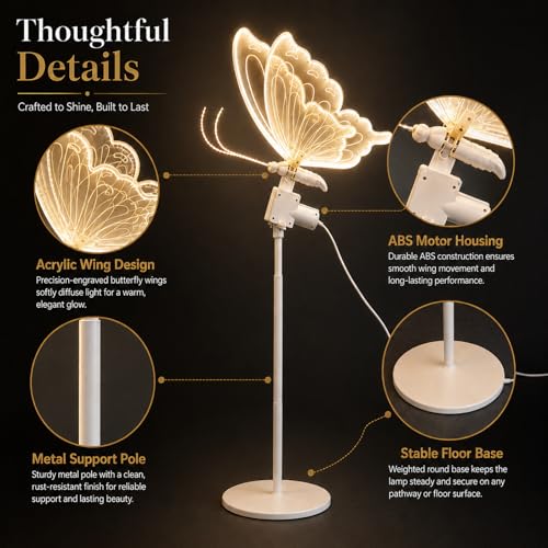 16in LED Moving Butterfly Floor Lamp with Adjustable Height - Warm Variation