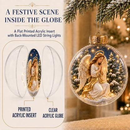 Lighted Christian Christmas Ornaments Set with Faith-Inspired Scenes - Variation B9