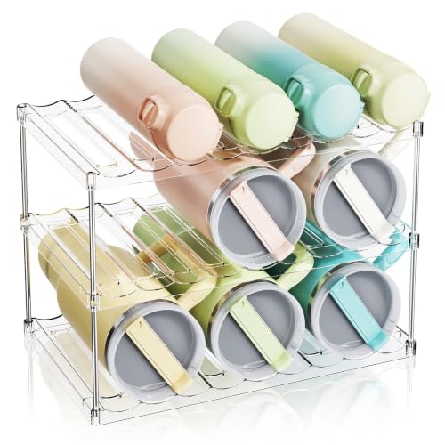 Clear 3-Tier Stackable Water Bottle Organizer Holder for Cabinets