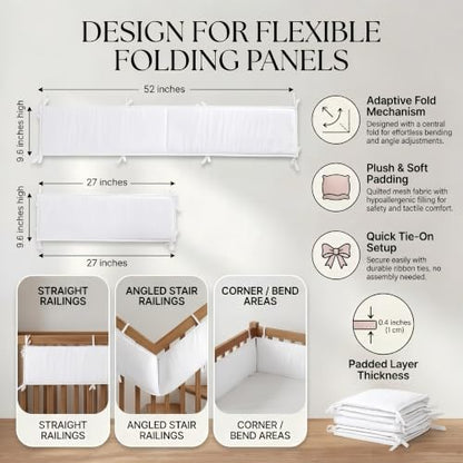 White 4-Pack Mesh Crib Rail Cover Sets for Baby Safety & Teething Guard