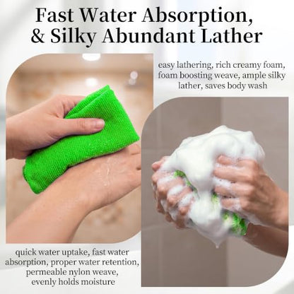 Japanese Exfoliating Shower Towel Firm Green 1 Pack - Nylon Body Scrubber